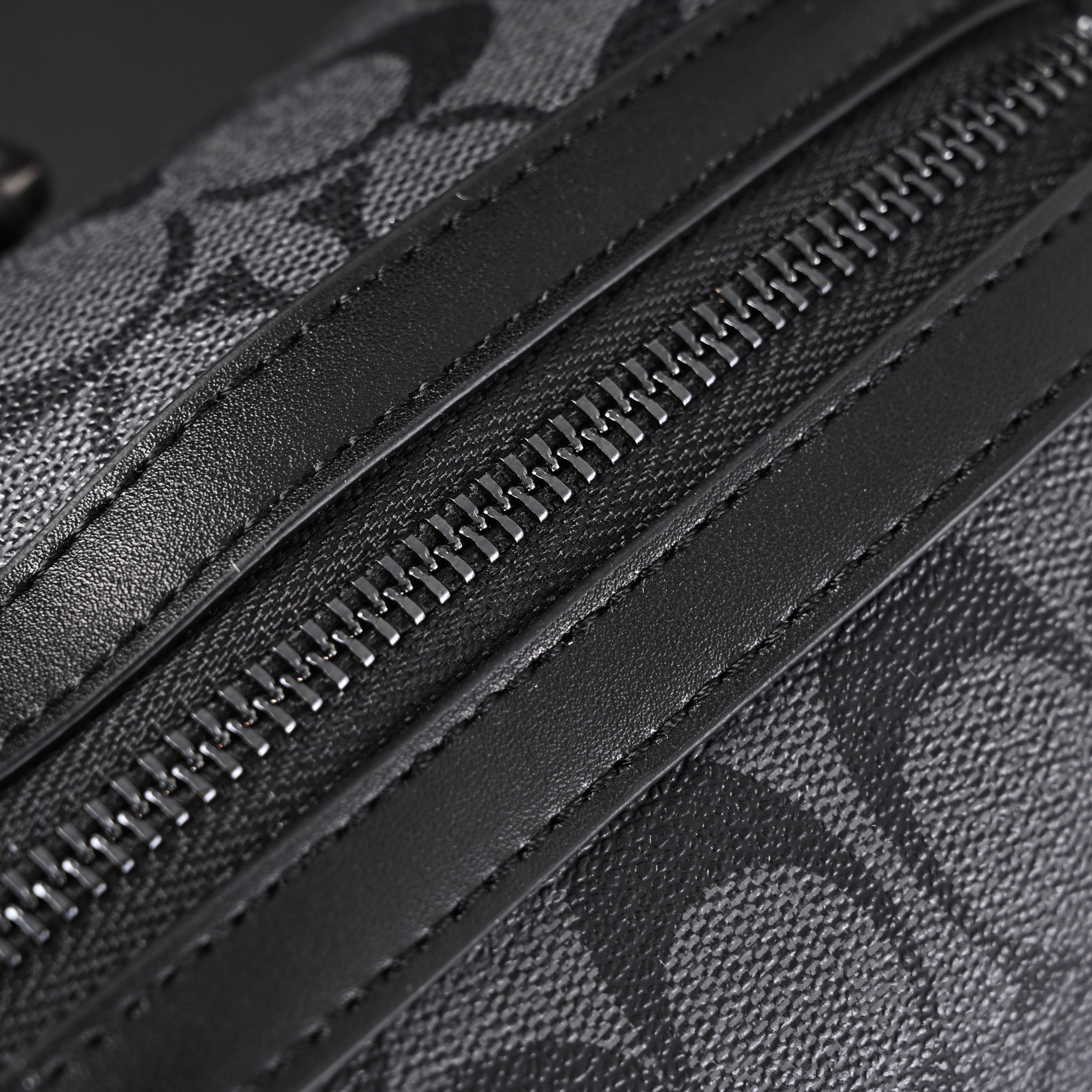 Coach Signature Duffel Bag – Black Monogram Canvas with Leather Trim