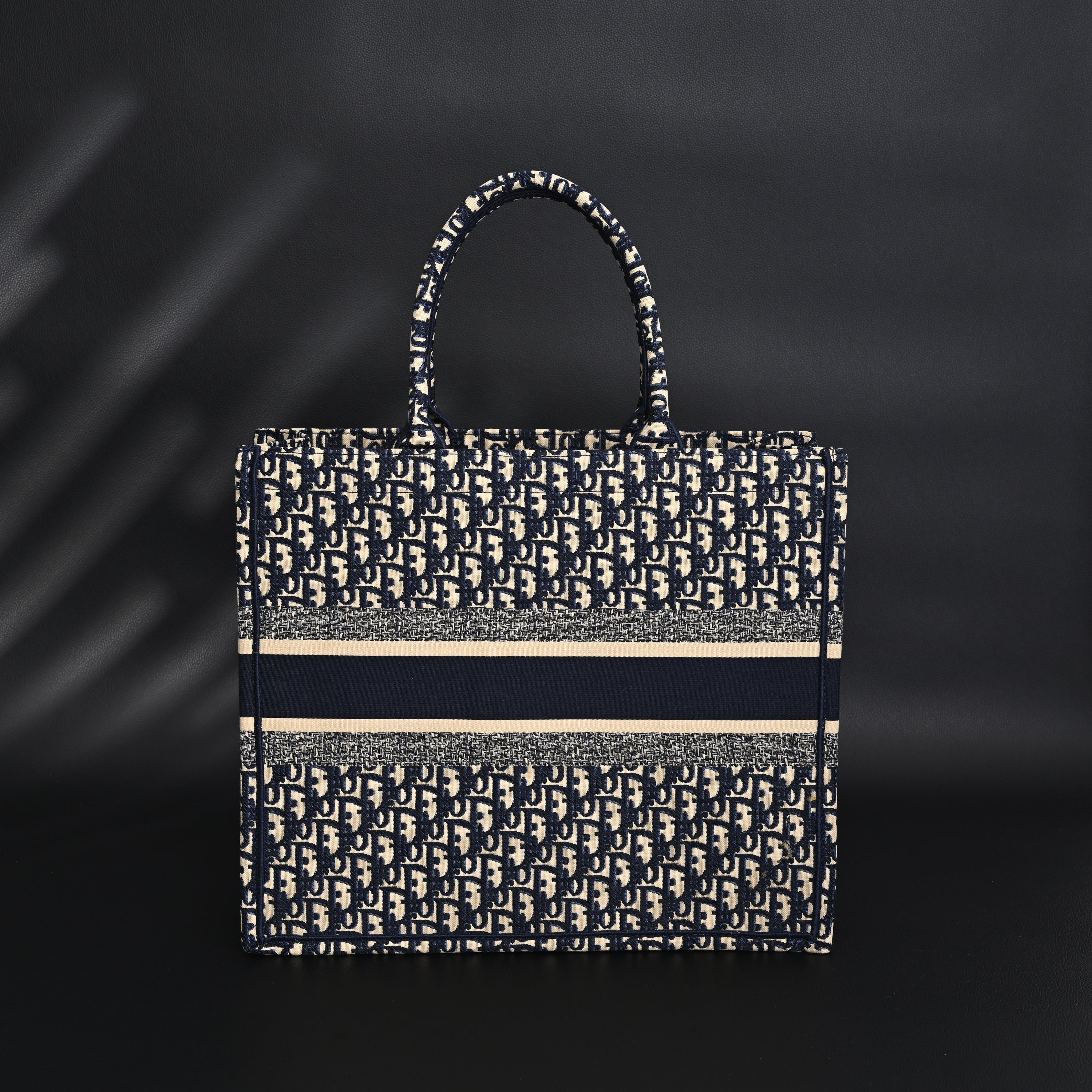 Christian Dior Large Book Tote – Blue Oblique Embroidery